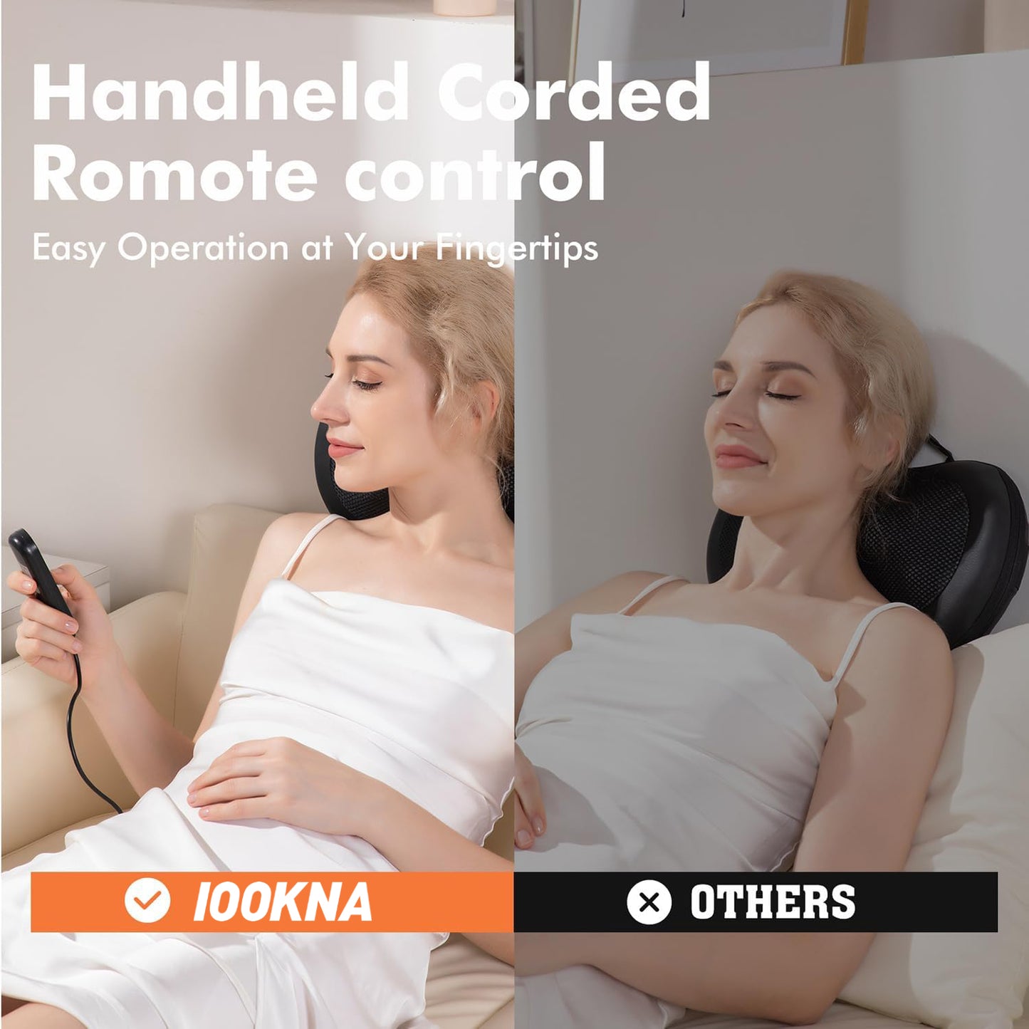 Cordless Neck and Back Massager, Shiatsu Back Massager with Heat, Deep Kneading Massage Pillow for Full Body,Ideal Gifts