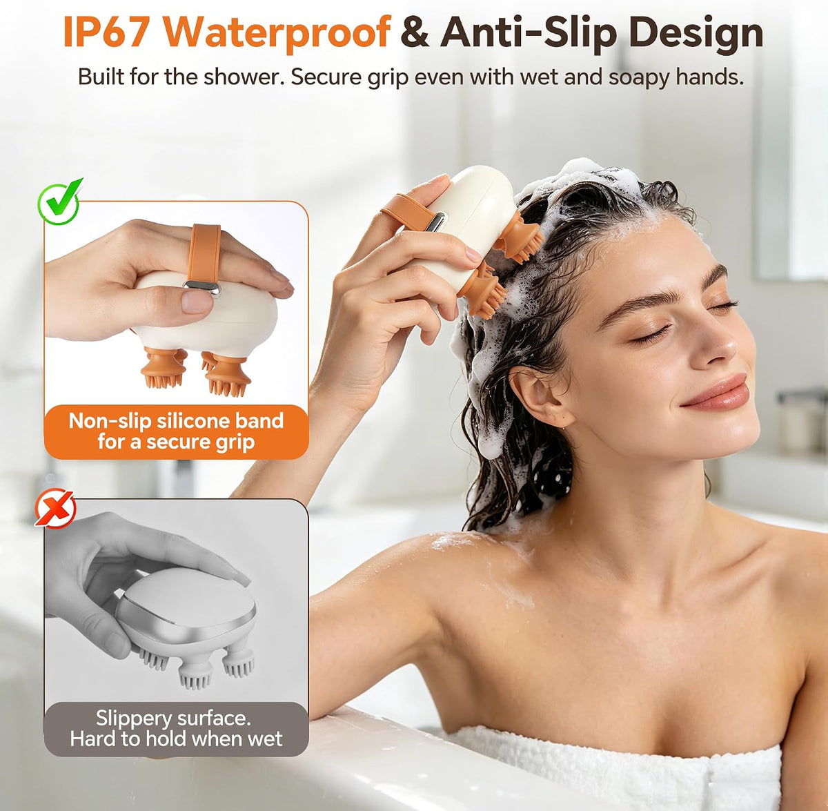 Portable Electric Scalp Massager, Rechargeable Handheld Head Massager
