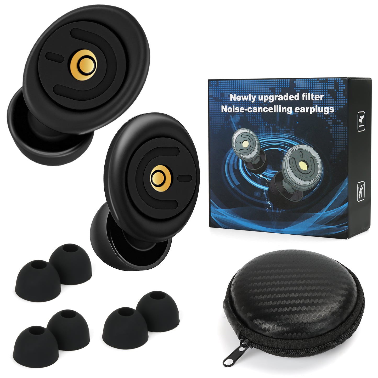 IOOKNA Ear Plugs, Soft Ear Plugs for Concert, Comfortable Reusable Noise Cancelling Earplugs for Sleeping, Traveling, Focusing, Working (Black)