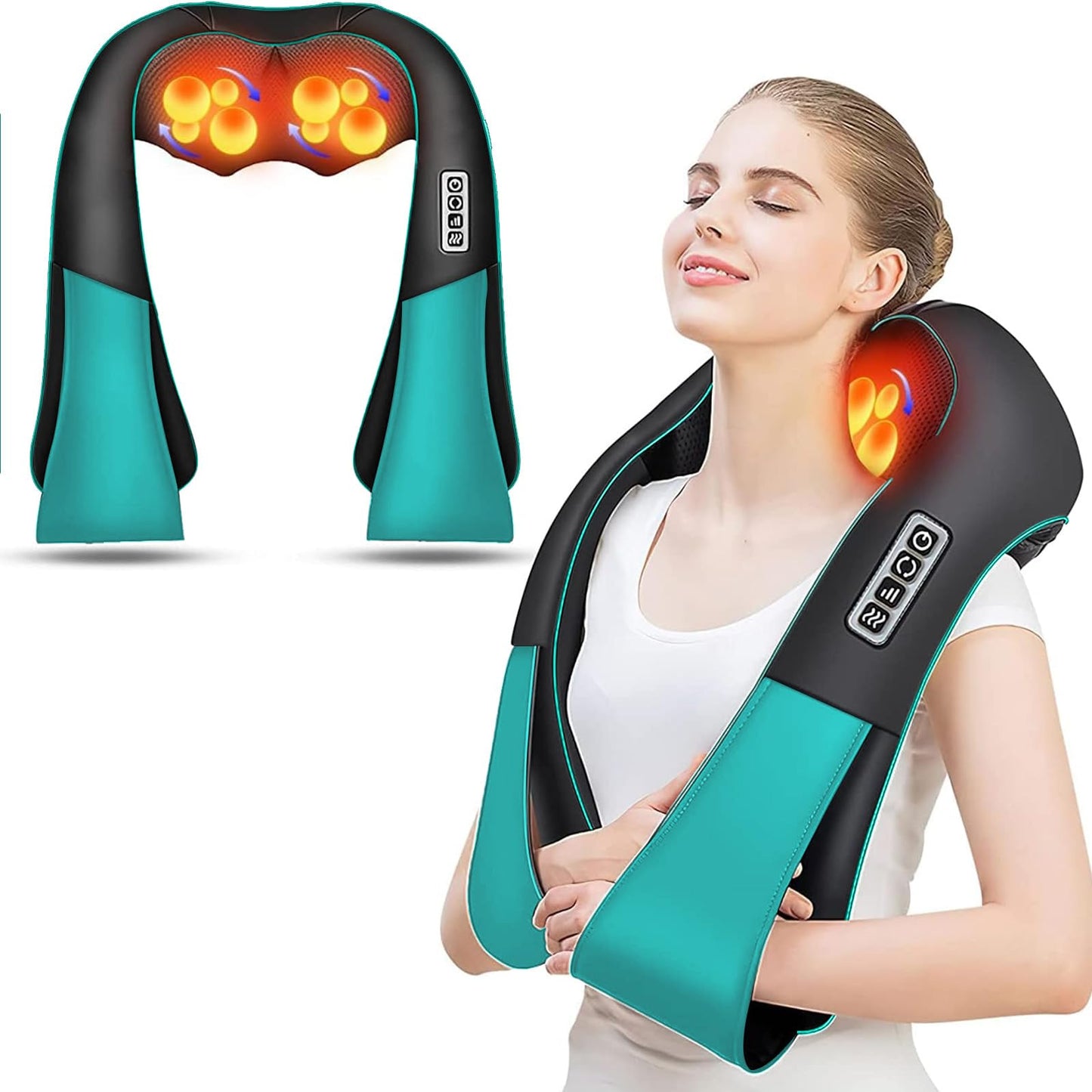 Neck Massager with Heat, Shiatsu Neck and Shoulder Massager for Men/Women, Office & Home & Car Use