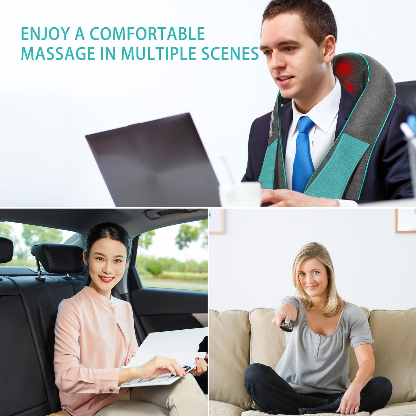 Neck Massager with Heat, Shiatsu Neck and Shoulder Massager for Men/Women, Office & Home & Car Use