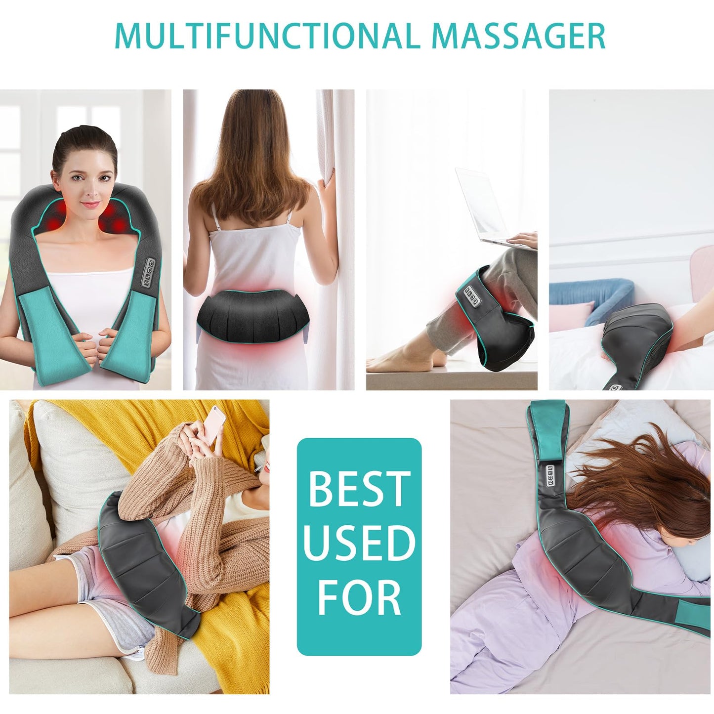 Neck Massager with Heat, Shiatsu Neck and Shoulder Massager for Men/Women, Office & Home & Car Use
