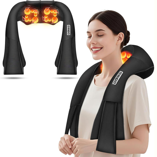 Neck Massager with Heat, Deep Tissue Kneading Back and Shoulder Massager for Pain Relief, Gifts for Women, Men, Mom, Dad