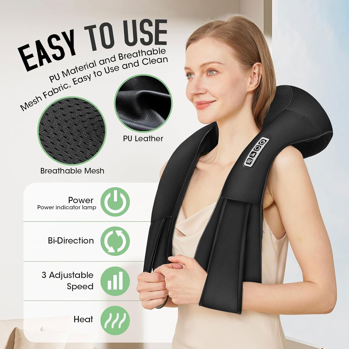 Neck Massager with Heat, Deep Tissue Kneading Back and Shoulder Massager for Pain Relief, Gifts for Women, Men, Mom, Dad