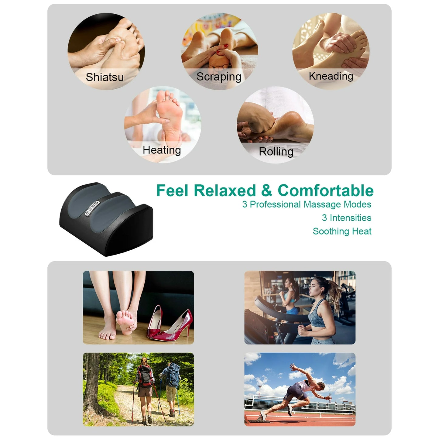 LAOBEN Shiatsu Foot Massager Machine with Heat, Foot and Calf Massager with Massage Roller, Deep Tissue Massager, Gifts for Women & Men