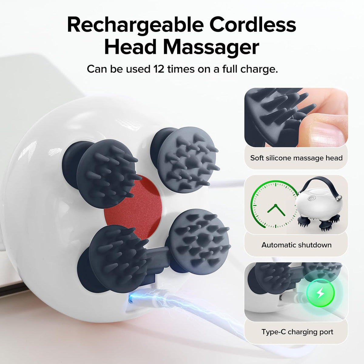 Electric Head Scalp Massager, Rechargeable Scalp Massager