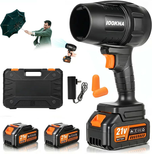 IOOKNA Leaf Blower Cordless, Handheld Blower with 2 x 4.0Ah Battery 990,000 RPM High-Speed Motor Power, Portable Lightweight Easy Operation for Leaves Yard Patio Car Snow and Driveway Cleaning