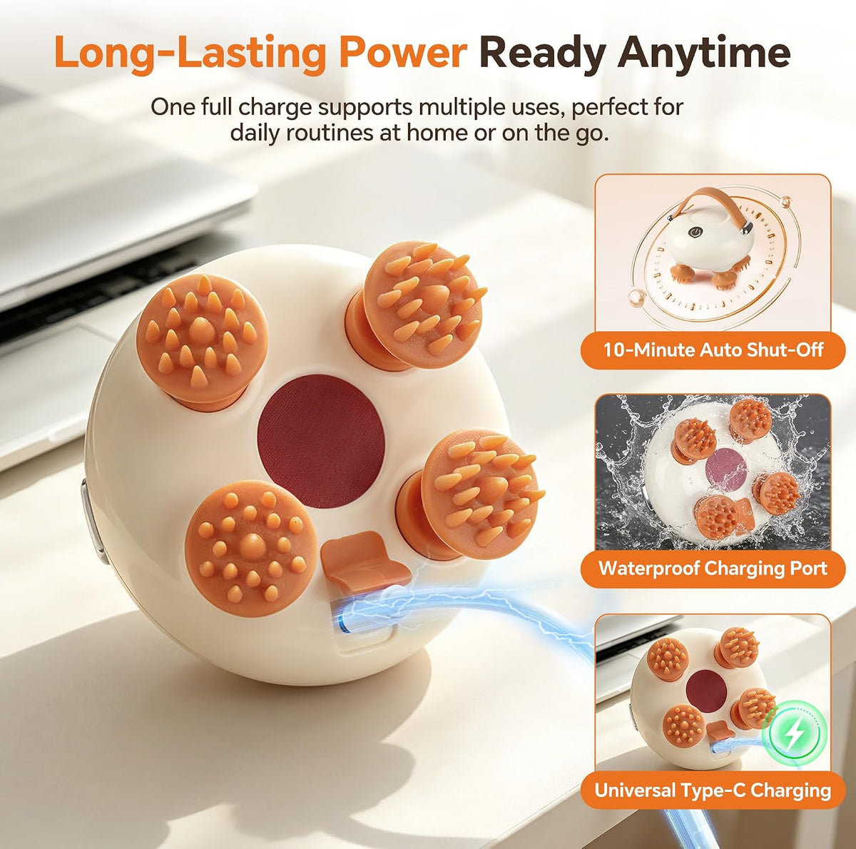 Portable Electric Scalp Massager, Rechargeable Handheld Head Massager