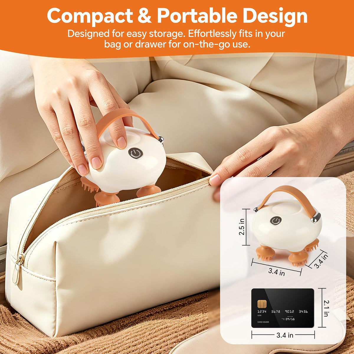 Portable Electric Scalp Massager, Rechargeable Handheld Head Massager