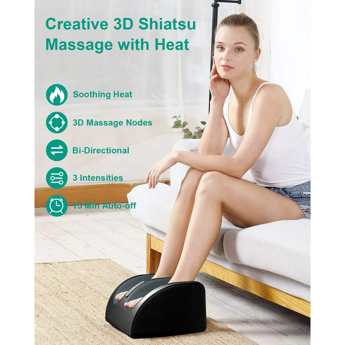 LAOBEN Shiatsu Foot Massager Machine with Heat, Foot and Calf Massager with Massage Roller, Deep Tissue Massager, Gifts for Women & Men