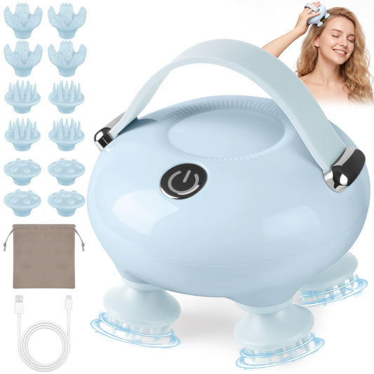 IOOKNA Scalp Massager, Waterproof Head Massager for Head Neck Body Rechargeable 3 Massage Modes & 12 Detachable Claws , Deep Clean and Stress Relax, Gift for Men Women