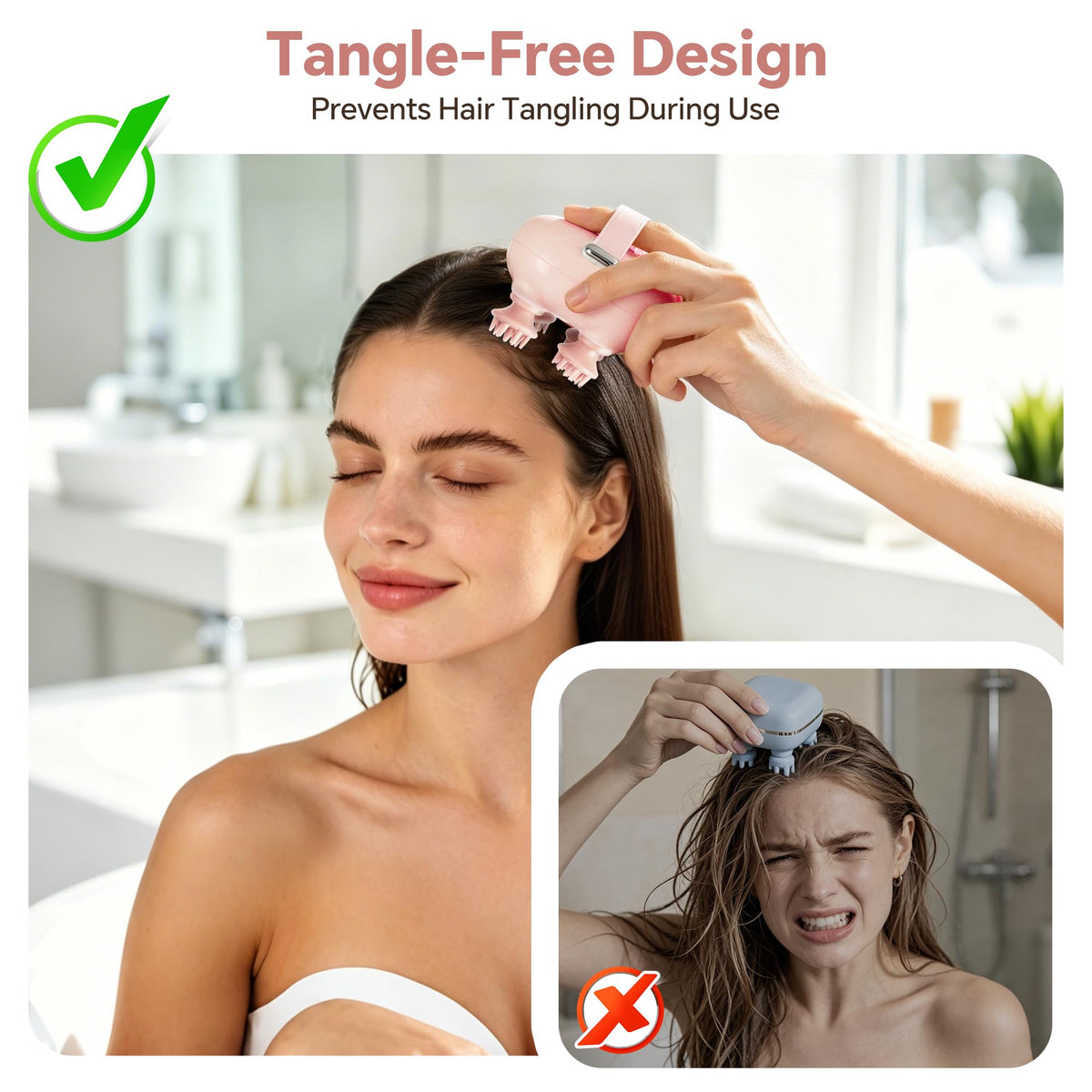 Electric Scalp Massager, Head Massager for Neck Body Stress Relax IP67 Waterproof, 12 Detachable Claws & 3 Modes Tangle-Free, One-touch Control, Gift for Men Women