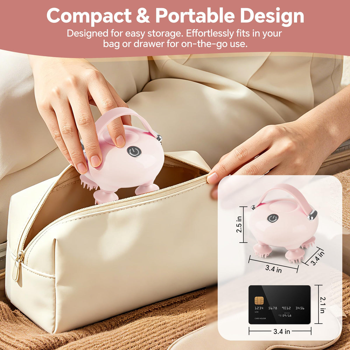 Electric Scalp Massager, Head Massager for Neck Body Stress Relax IP67 Waterproof, 12 Detachable Claws & 3 Modes Tangle-Free, One-touch Control, Gift for Men Women