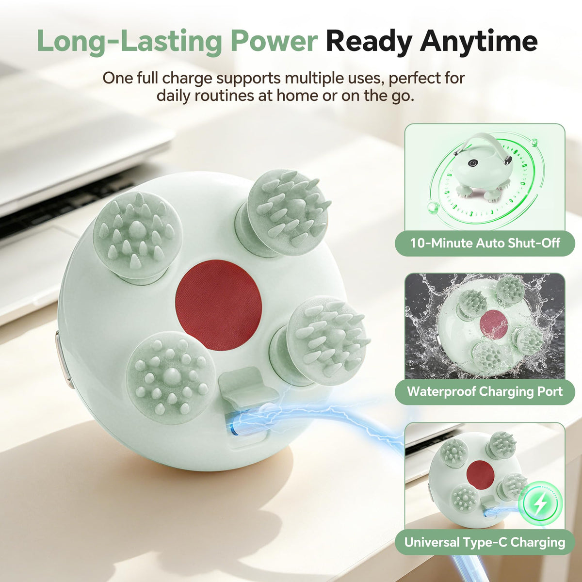 IOOKAN Scalp Massager, Electric Head Massage Scalp Stress Relax | IPX7 Waterproof, 3 Massage Modes Tangle-Free & 186 Massage Nodes, Head Neck Shoulder Pets Use, Gift for Dad Mom