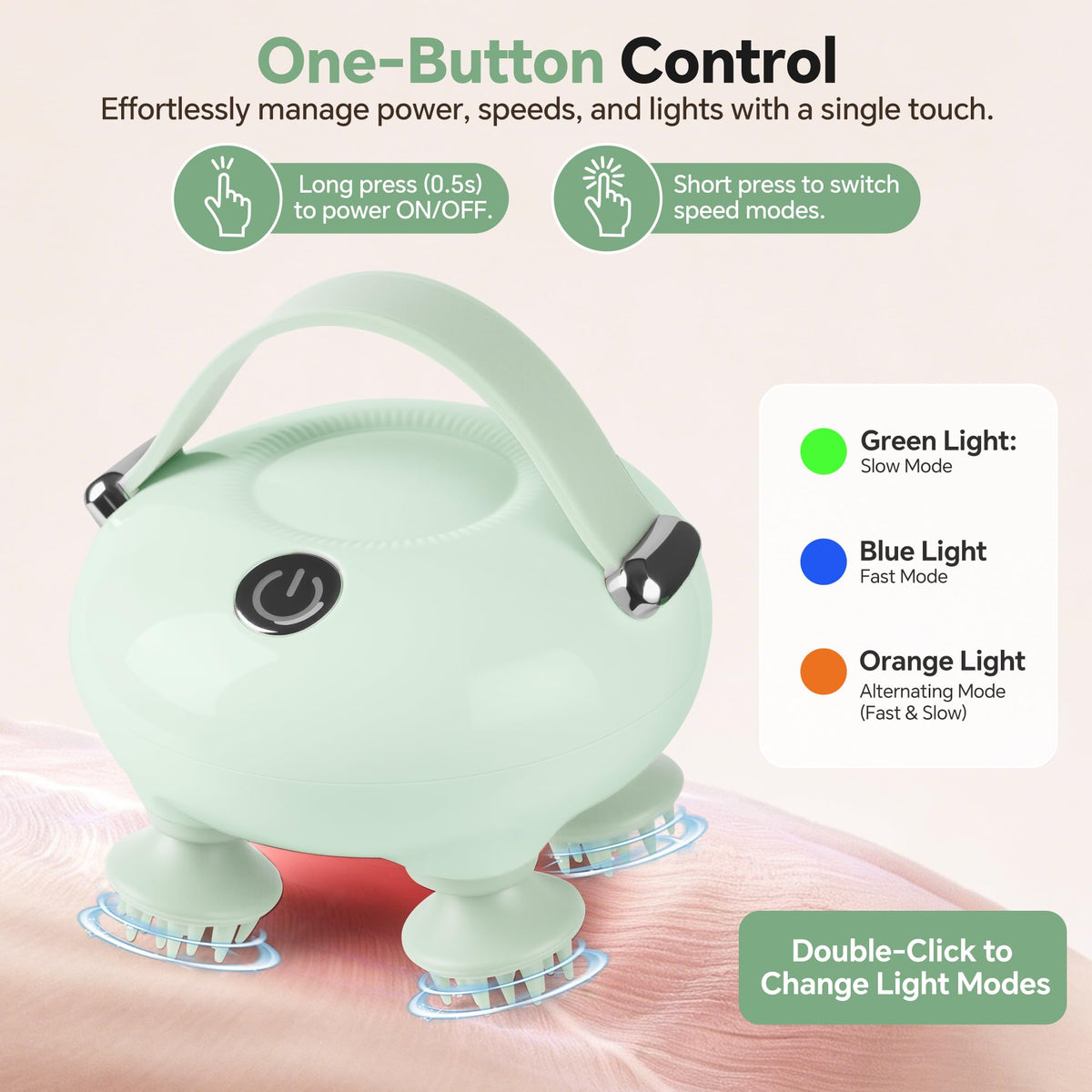 IOOKAN Scalp Massager, Electric Head Massage Scalp Stress Relax | IPX7 Waterproof, 3 Massage Modes Tangle-Free & 186 Massage Nodes, Head Neck Shoulder Pets Use, Gift for Dad Mom